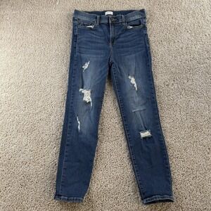 Sneak Peek Skinny Jeans Womens 7 Medium Wash Blue Distressed Stretch Denim